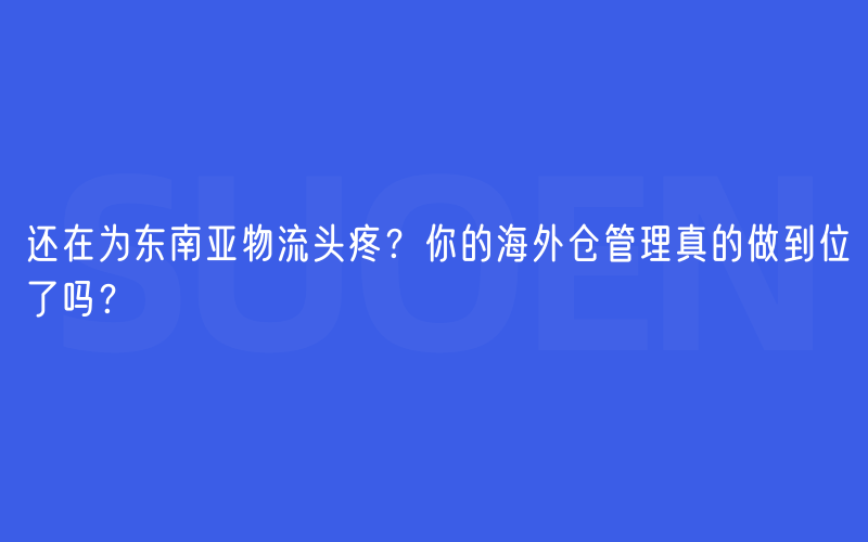 还在为东南亚物流头疼？你的海外仓管理真的做到位了吗？