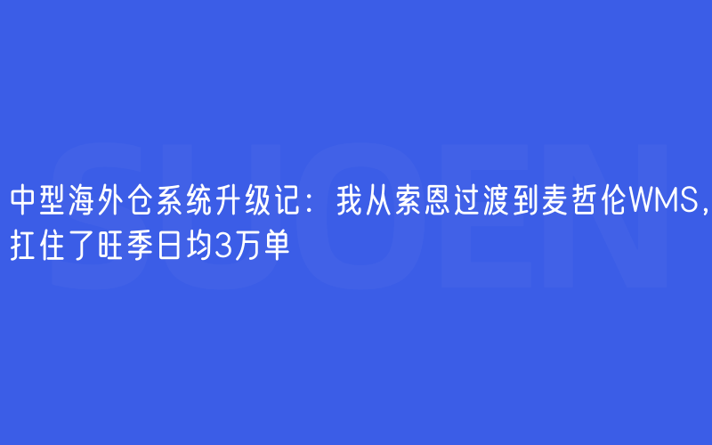中型海外仓系统升级记：我从索恩过渡到麦哲伦WMS，扛住了旺季日均3万单