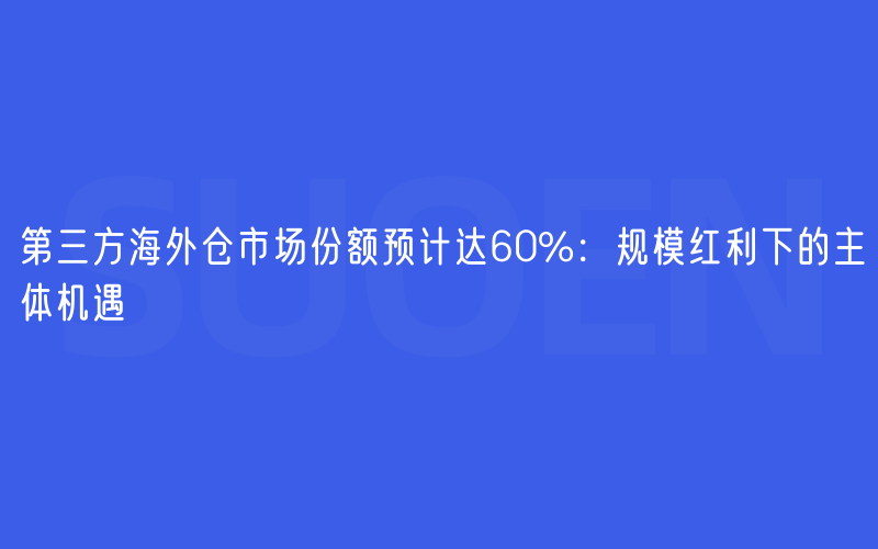 第三方海外仓市场份额预计达60%：规模红利下的主体机遇