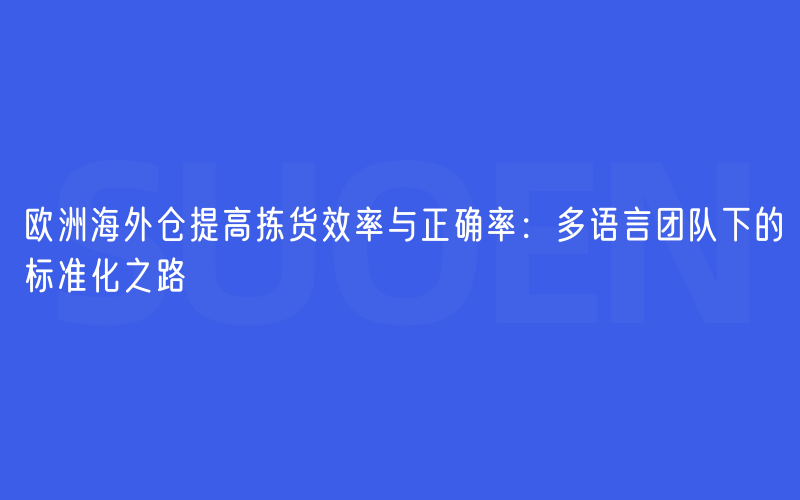 欧洲海外仓提高拣货效率与正确率：多语言团队下的标准化之路